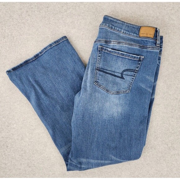 American Eagle Jeans Womens SZ  16 Blue Favorite Boyfriend Super Stretch Bootcut - Picture 2 of 14